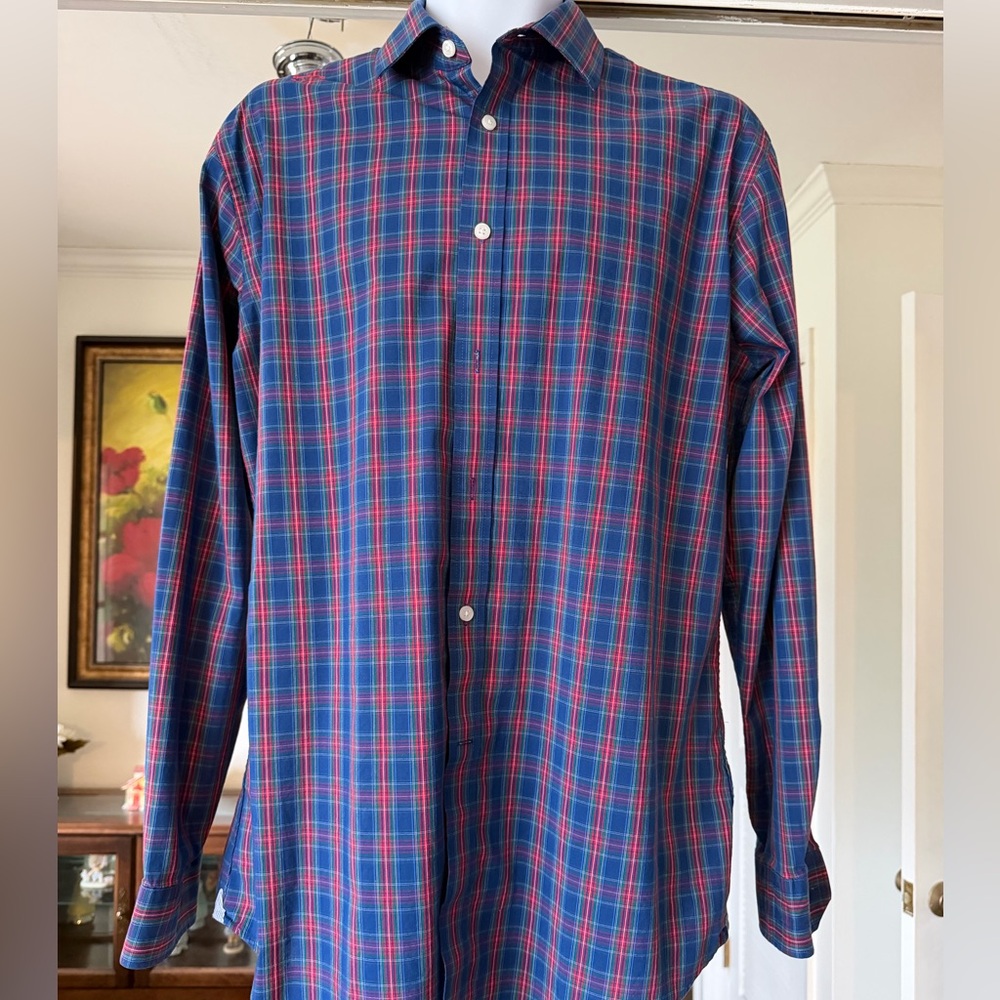 crown & ivy Blue and Red Plaid Button-Down Shirt